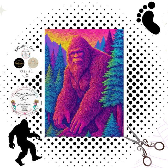 Papier Mousseline Découpage Bigfoot Psychédélique Fourrure Magenta  (Créateur téléchargé)