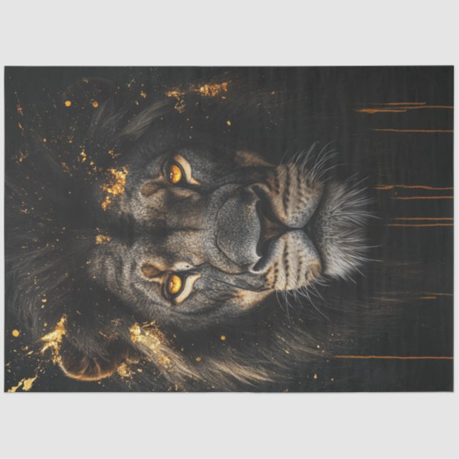 Papier Mousseline Découpage Black Lion Gold Conception Abstraite de  (Recto)