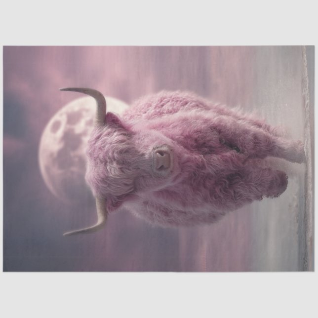 Papier Mousseline Découpage blanc Coton rose bonbon Highland (Recto)