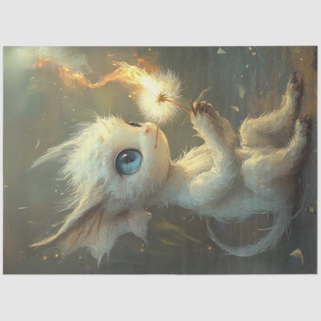 Papier Mousseline Découpage blanc Furred Little Créature & Dandelion (Recto)