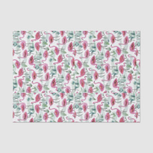Papier Mousseline Découpage blanc rose Flamant rose Vintage