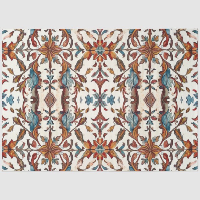 Papier Mousseline Découpage Bleu et Rustique d'Automne (Recto)