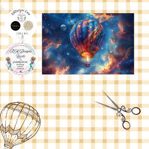 Papier Mousseline Découpage Bleu Whimsical Hot Air Balloon Ride