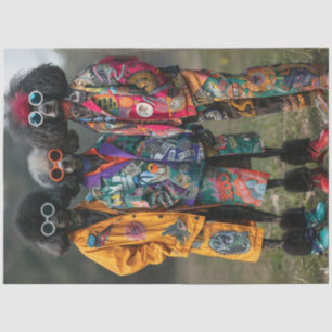 Papier Mousseline Découpage Boho Hippie Poodles Standard