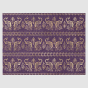 Papier Mousseline Découpage Boho Purple et Gold Peacock