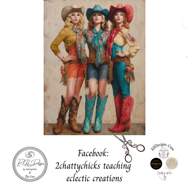 Papier Mousseline Decoupage Boot-Scootin Western Cowgirls (Créateur téléchargé)