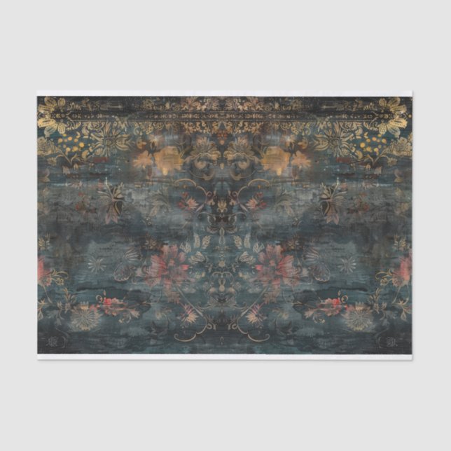 Papier Mousseline Découpage botanique foncé, ancienne et dénudée (Recto)