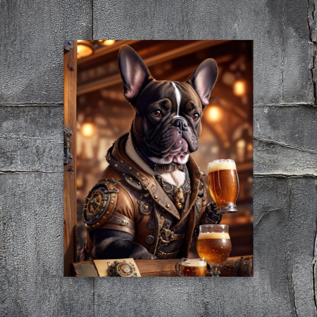 Papier Mousseline Découpage - Bouledogue Steampunk et bière -  (Créateur téléchargé)