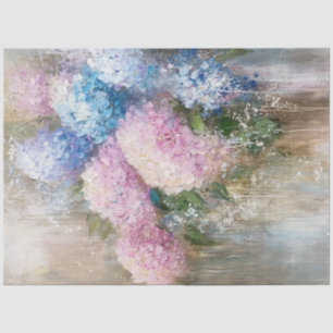 Papier Mousseline Découpage Bouquet Hydrangeas Pastel Couleurs