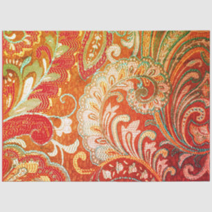 Papier Mousseline Découpage Brocade rouge orange jaune