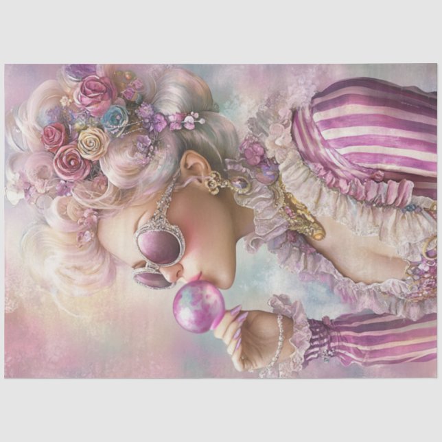 Papier Mousseline Découpage Bubble Gum Rétro Chic Journées Chaudes É (Recto)