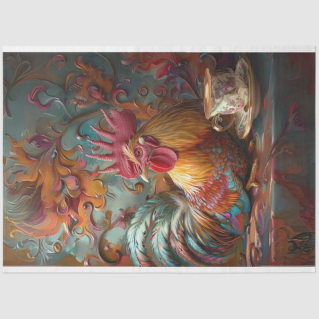 Papier Mousseline Découpage Café de poulet orné Whimsical 2 (Recto)