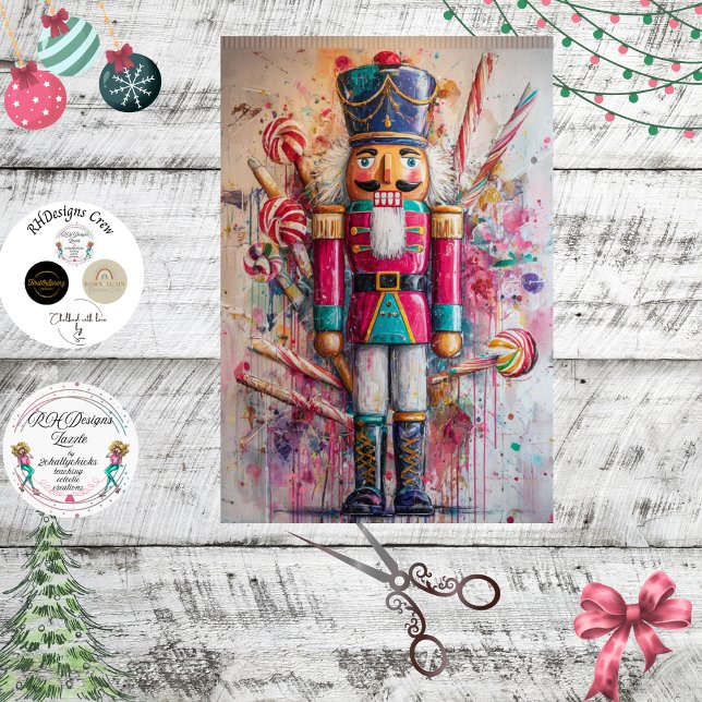 Papier Mousseline Decoupage Candy Nutcracker Ted Red Jacket  (Créateur téléchargé)
