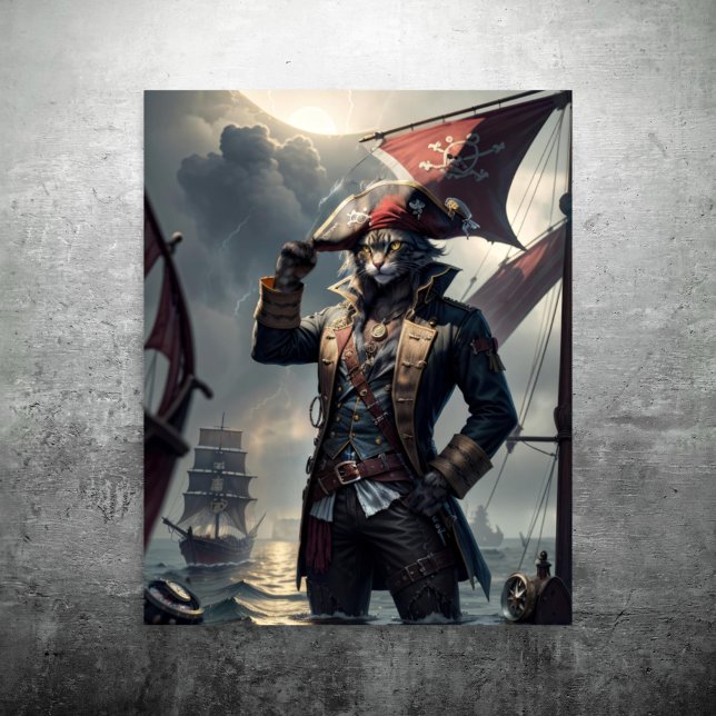 Papier Mousseline Découpage - Capitaine pirate chat courageux -  (Créateur téléchargé)