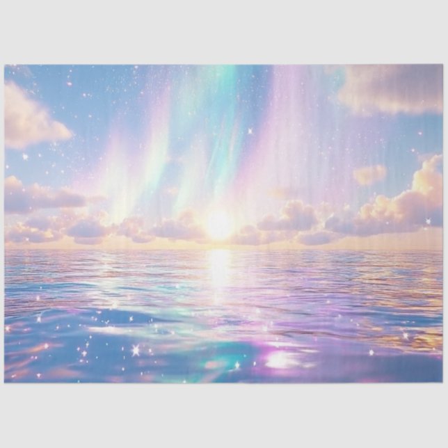 Papier Mousseline Decoupage Captivating Earthly Scene Cosmic Rays (Recto)