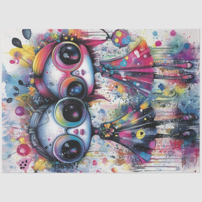 Papier Mousseline Découpage Caractères de filles vibrantes Whimsical (Recto)