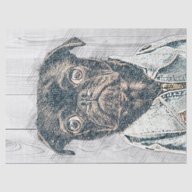 Papier Mousseline Découpage carlin chien (Recto)