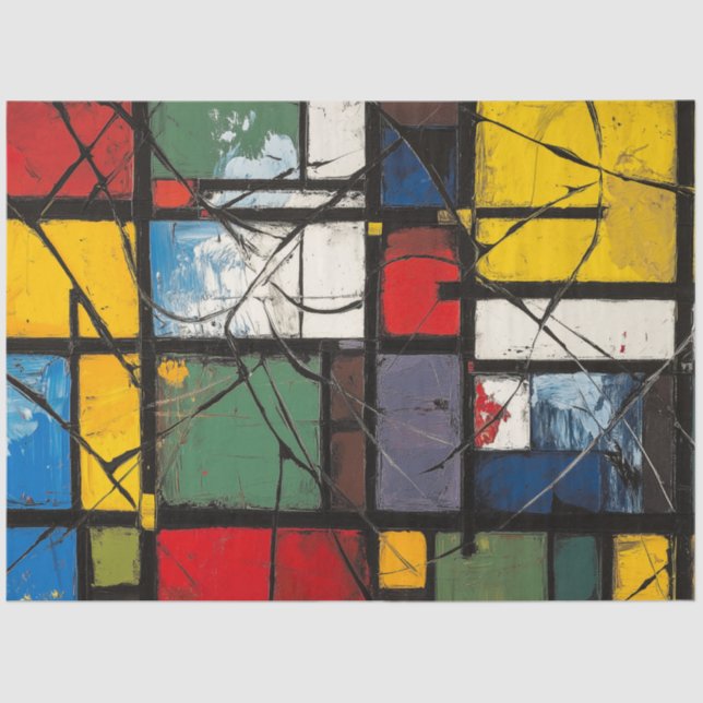 Papier Mousseline Découpage Carrés de couleur vive géométrique Abstr (Recto)