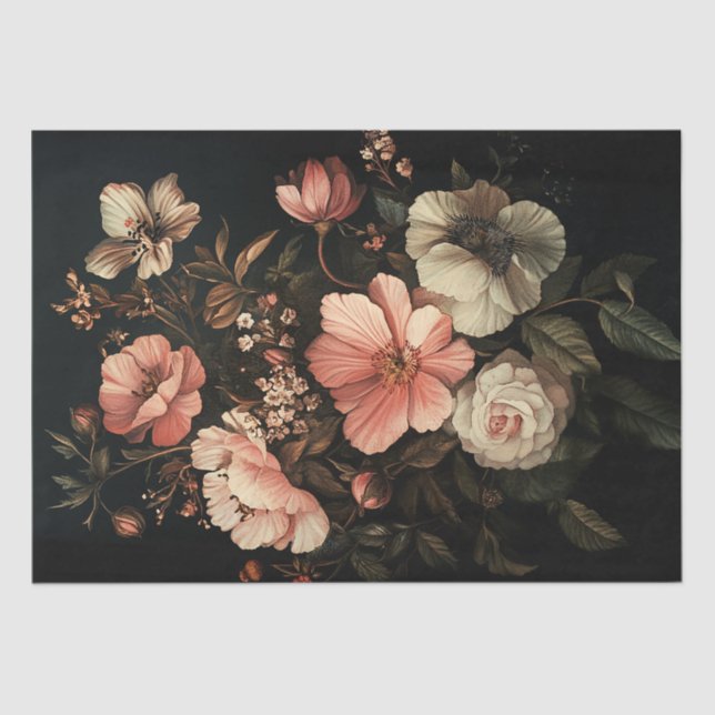 Papier Mousseline Découpage cascade florale (Recto)