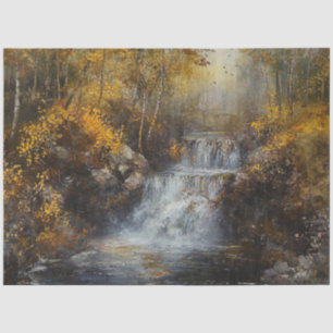 Papier Mousseline Découpage Cascade Scène forestière d'automne