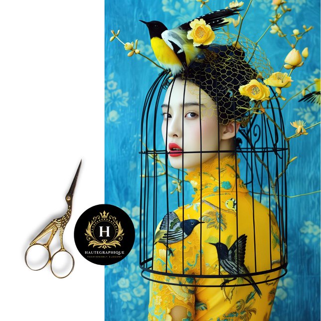 Papier Mousseline Découpage Casquette de cage à oiseaux bleu jaune v (Créateur téléchargé)