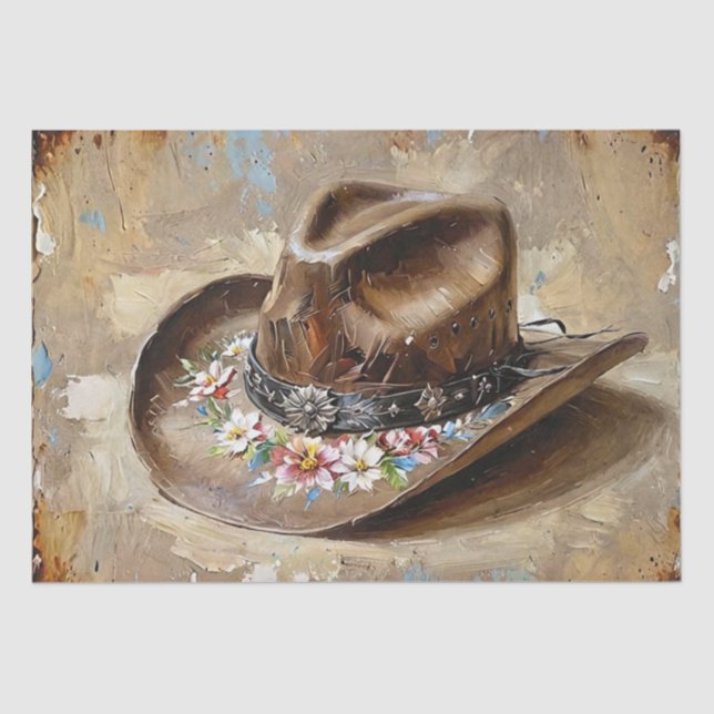 Papier Mousseline Découpage Casquette Floral Cowgirl (Recto)
