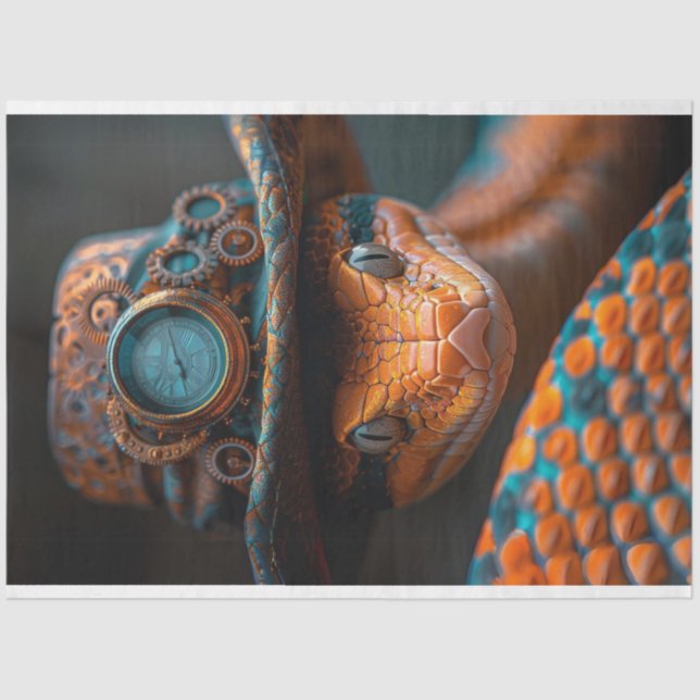 Papier Mousseline Découpage Casquette Serpent Serpent Steampunk (Recto)