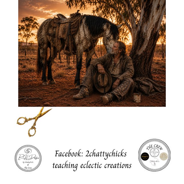 Papier Mousseline Découpage Cavalier Australien et son Cheval au Rep (Créateur téléchargé)