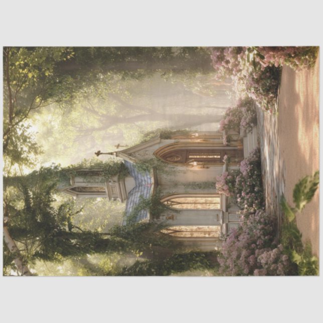 Papier Mousseline Découpage Chapelle forestière Conte de Fairytale g (Recto)