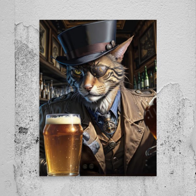 Papier Mousseline Découpage - Chat borgne gangster avec cache-œil - (Créateur téléchargé)