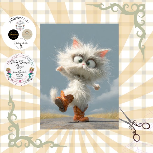 Papier Mousseline Découpage Chat Dansant Fantaisiste  (Créateur téléchargé)