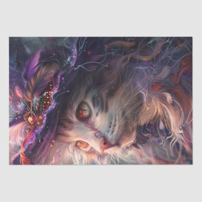 Papier Mousseline Découpage Chat de cuisine Whimsical portant Casque (Recto)