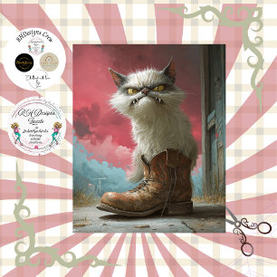 Papier Mousseline Decoupage Chat Grognon Fantaisiste 