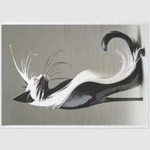 Papier Mousseline Découpage Chat noir blanc en Chaussure haute talon