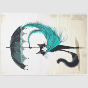 Papier Mousseline Découpage Chat noir en parapluie à talon élevé