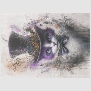 Papier Mousseline Découpage Chat noir violet Whimsable