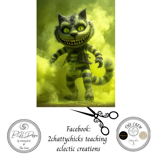 Papier Mousseline Découpage Chat rayé vert Brouillard enchanté (Créateur téléchargé)