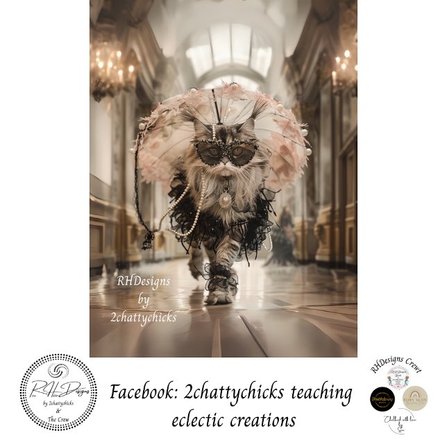 Papier Mousseline Découpage Chat Whimsical sur la dentelle des perle (Créateur téléchargé)