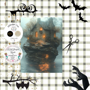 Papier Mousseline Découpage Château de Dracula sur l'eau