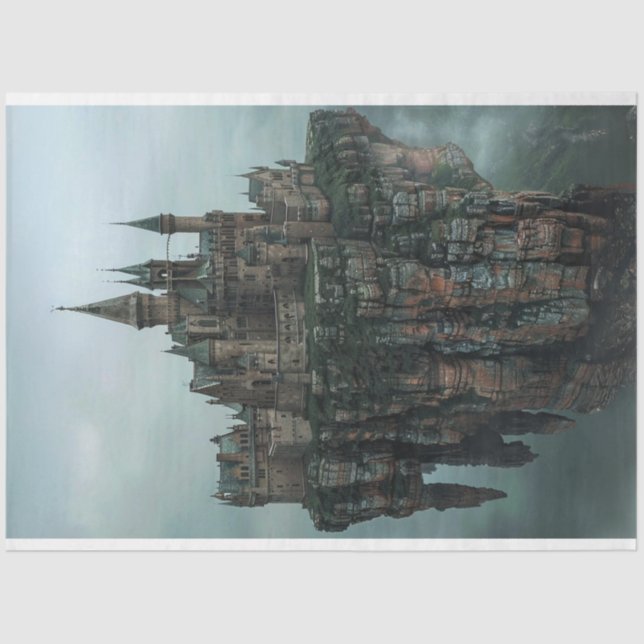 Papier Mousseline Découpage Château Majestic Forteresse médiévale (Recto)