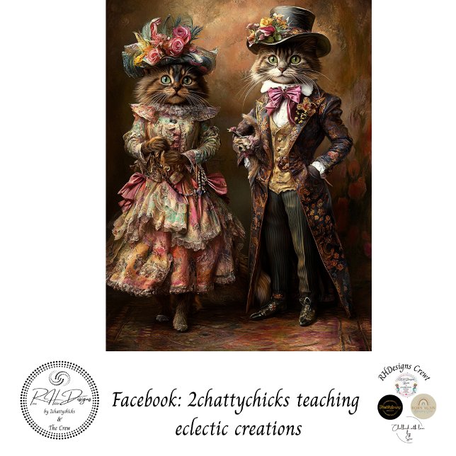 Papier Mousseline Découpage Chats vêtus de l'époque victorienne (Créateur téléchargé)