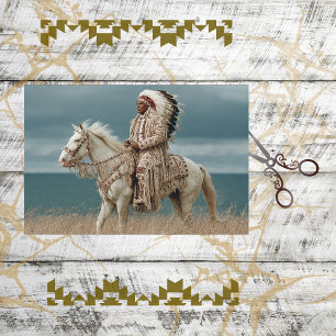 Papier Mousseline Découpage Chef indien amérindien à cheval