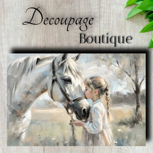 Papier Mousseline Découpage Cheval Blanc Petite Fille