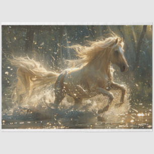 Papier Mousseline Découpage Cheval coloré à la crème coule dans le f