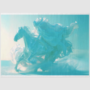 Papier Mousseline Découpage Cheval en verre sculpté Couleur Turquois