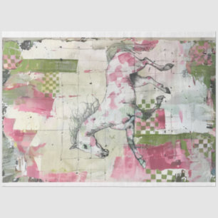 Papier Mousseline Découpage Cheval Peint Patchwork Quilt Design