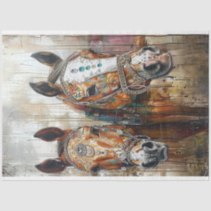 Papier Mousseline Découpage Chevaux de Peinture à Bijoux Artistique