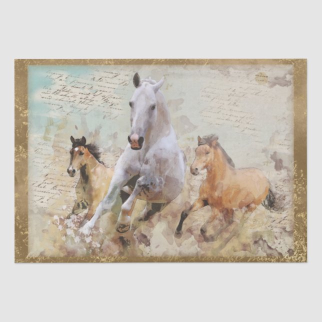 Papier Mousseline Découpage Chevaux sauvages (Recto)