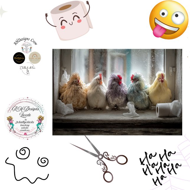 Papier Mousseline Decoupage Chicken Window Seat Tissue Humor  (Créateur téléchargé)