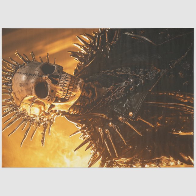 Papier Mousseline Découpage Chien de crâne métallique gothique Spike (Recto)